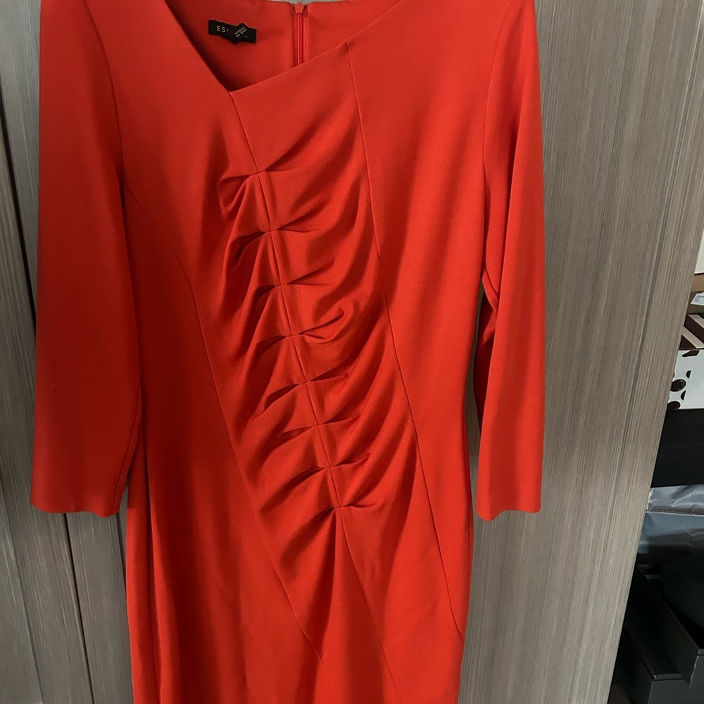 Escada Vibrant Red Long Sleeve Dress